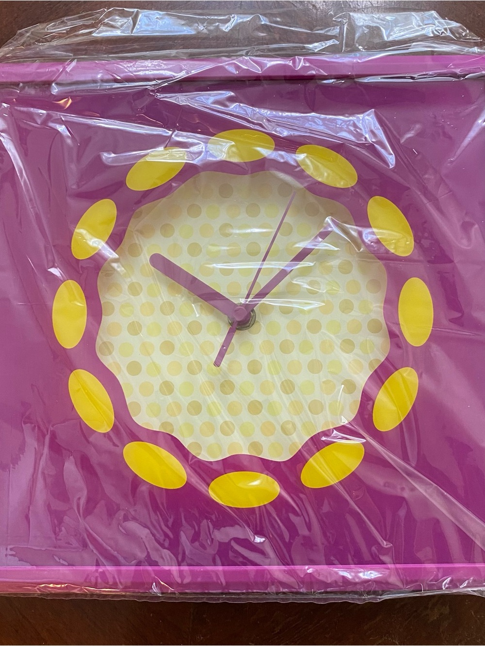 Playful Pink and Yellow Polka Dot Wall Clock - Modern Home Accent